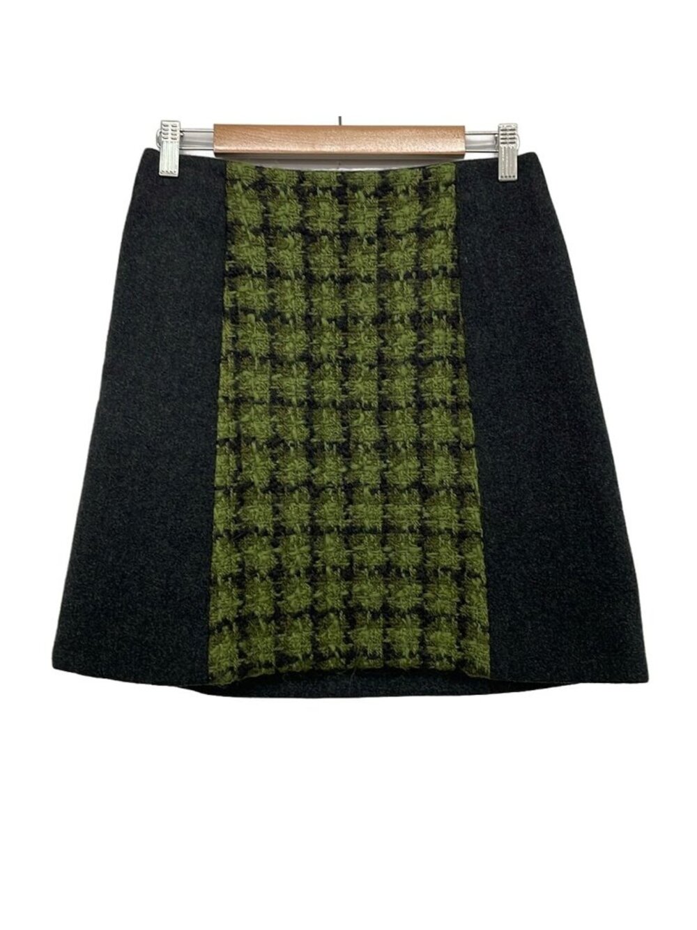 Louis Vuitton Skirt S Dark Gray Khaki Multi Knee Length Cashmere Mixed Tweed 36